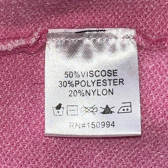 Kaily K Pink Cardigan Sweater w/ White Heart Pattern V-Neck Button Front Size XL - Picture 7 of 8